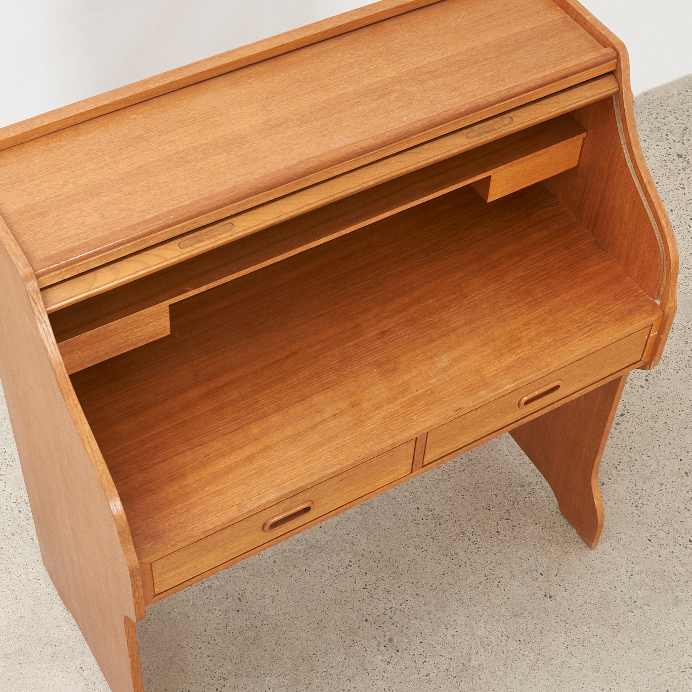 Teak Roll Top Secretary Desk