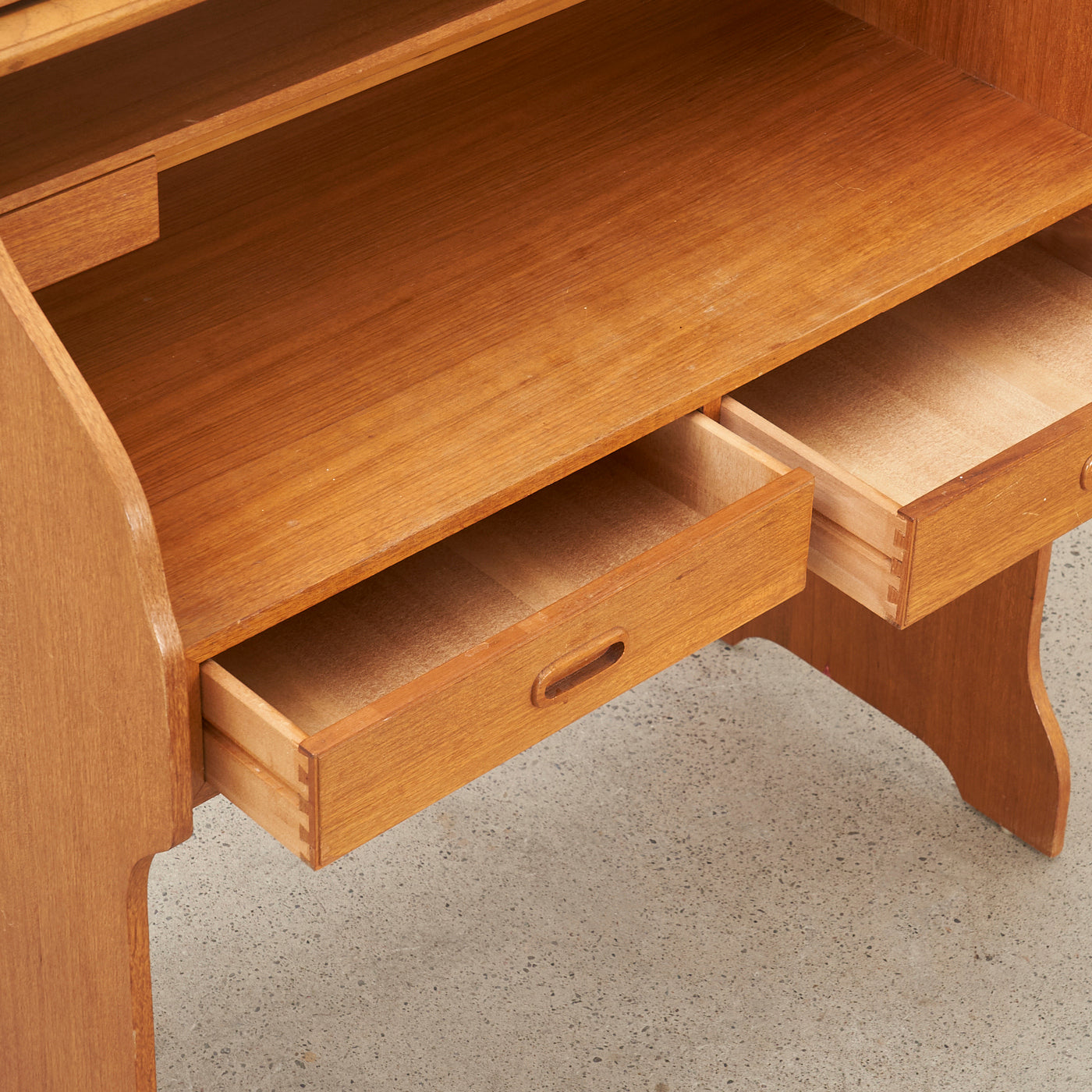 Teak Roll Top Secretary Desk