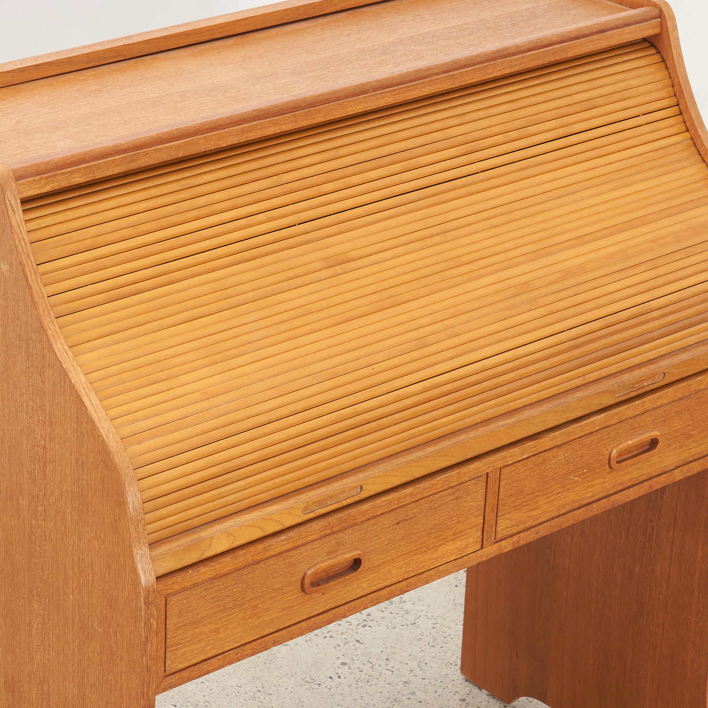 Teak Roll Top Secretary Desk