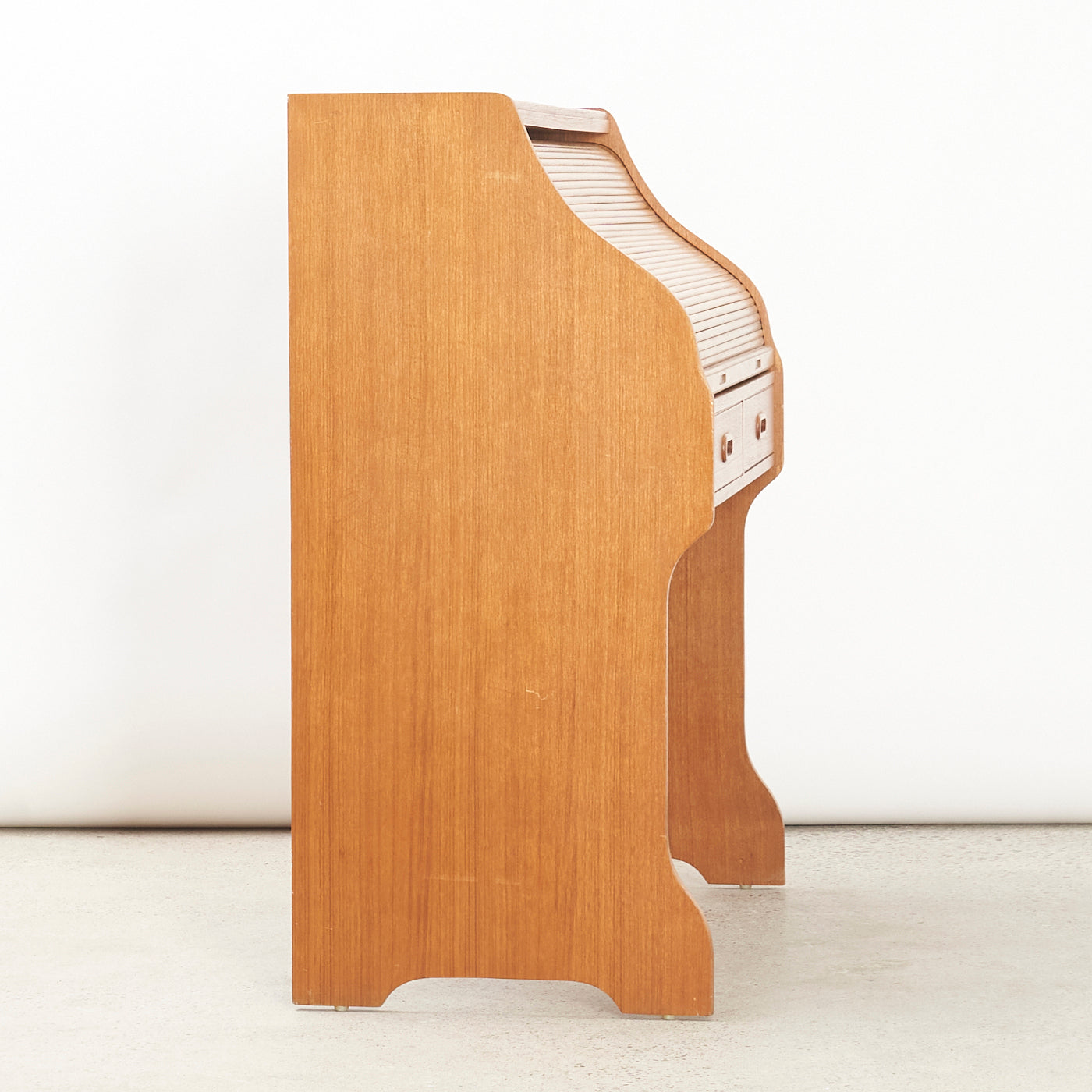 Teak Roll Top Secretary Desk