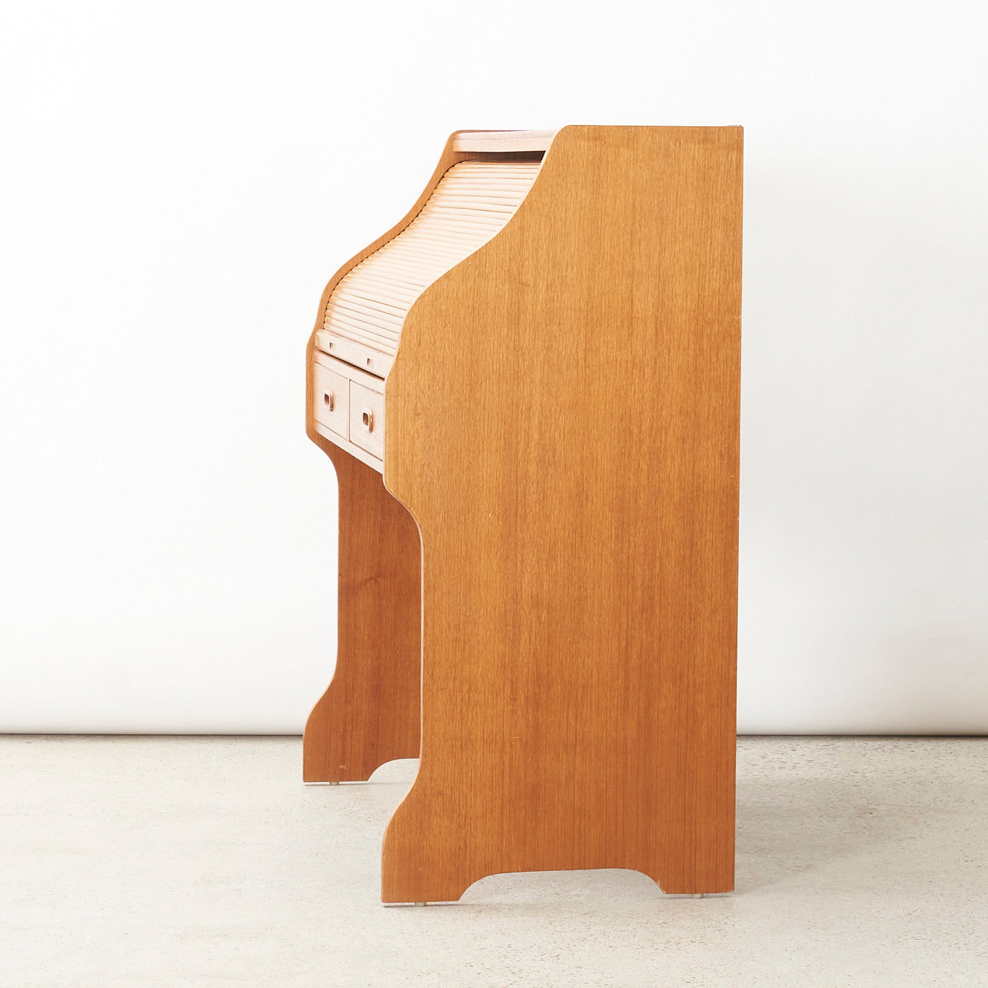 Teak Roll Top Secretary Desk