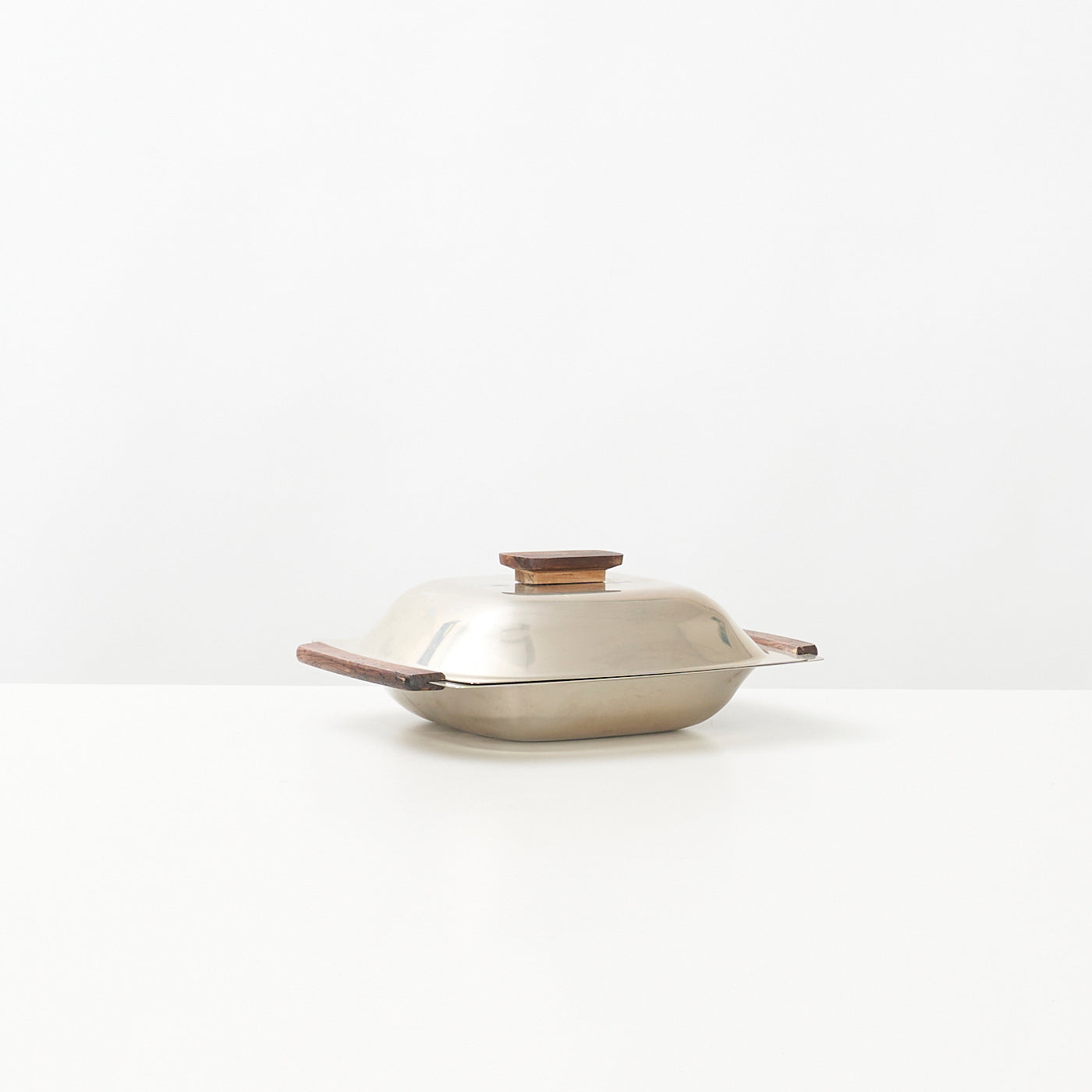 Vintage Stainless Steel & Wood Covered Dish, Denmark