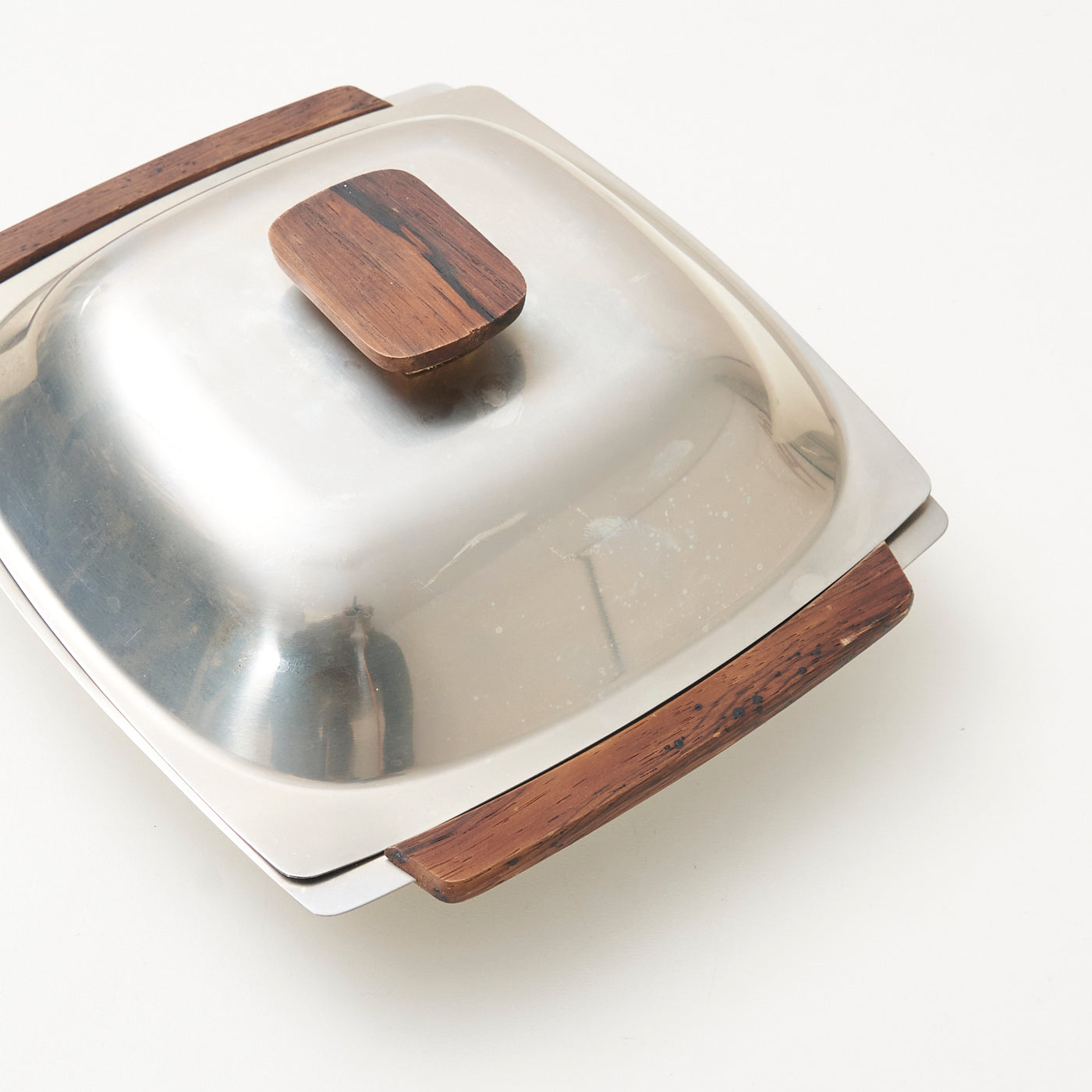 Vintage Stainless Steel & Wood Covered Dish, Denmark