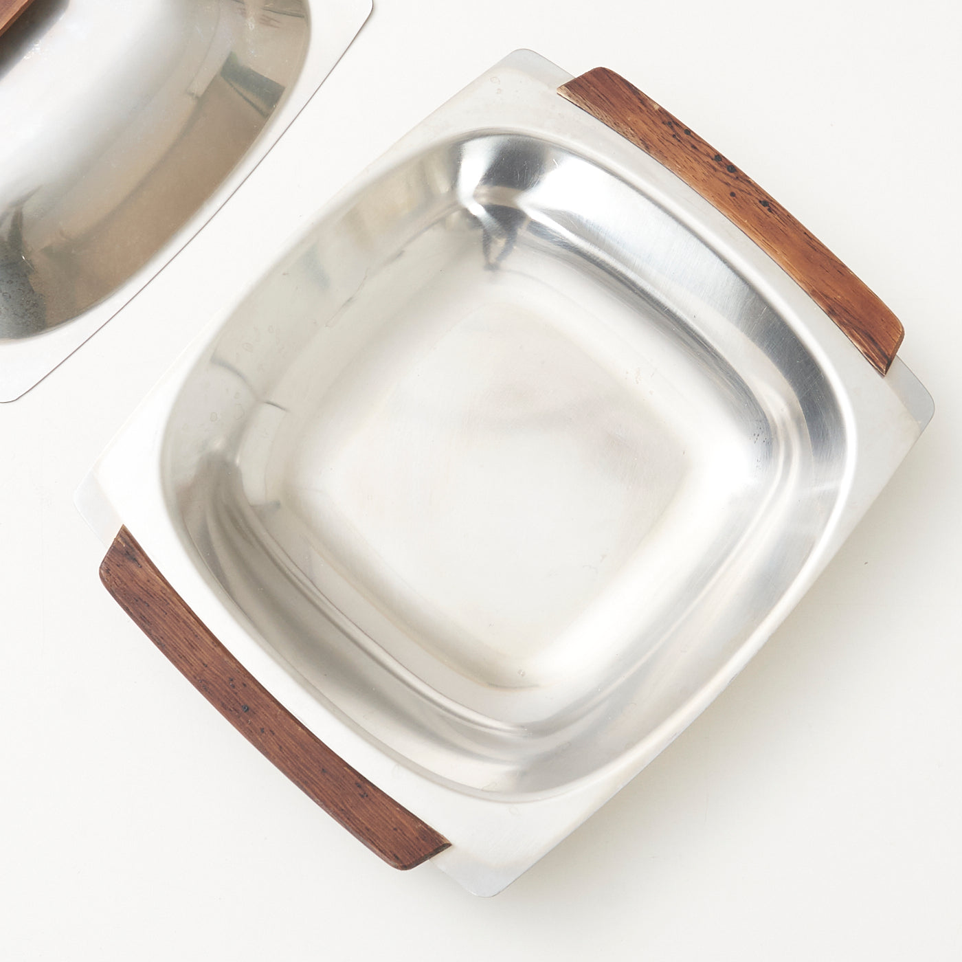 Vintage Stainless Steel & Wood Covered Dish, Denmark
