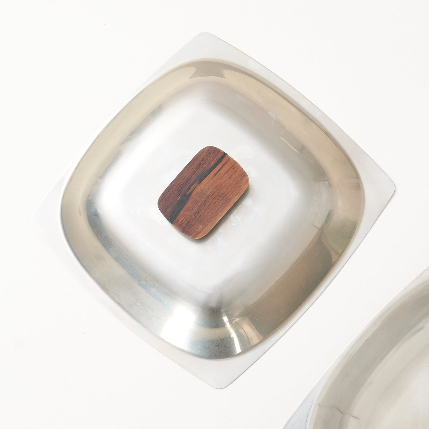 Vintage Stainless Steel & Wood Covered Dish, Denmark