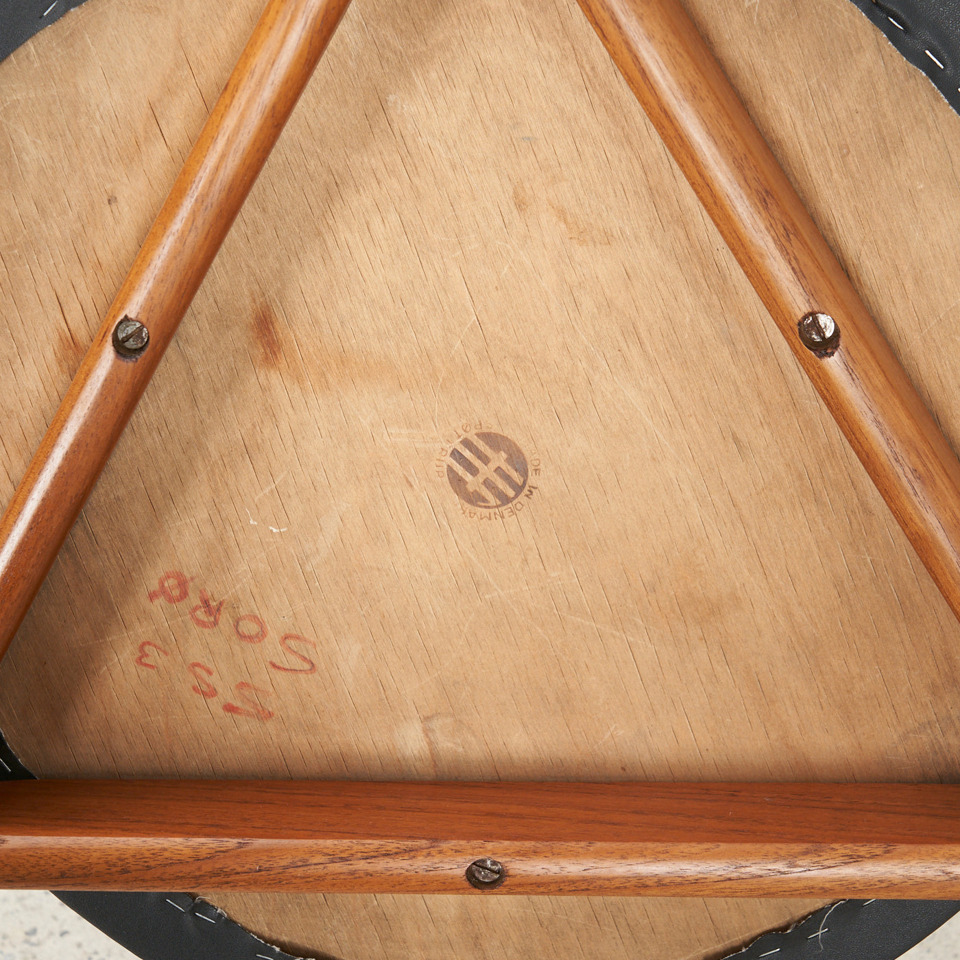 Teak & Vinyl Stool by Hugo Frandsen for Spøttrup Møbelfabrik, Denmark