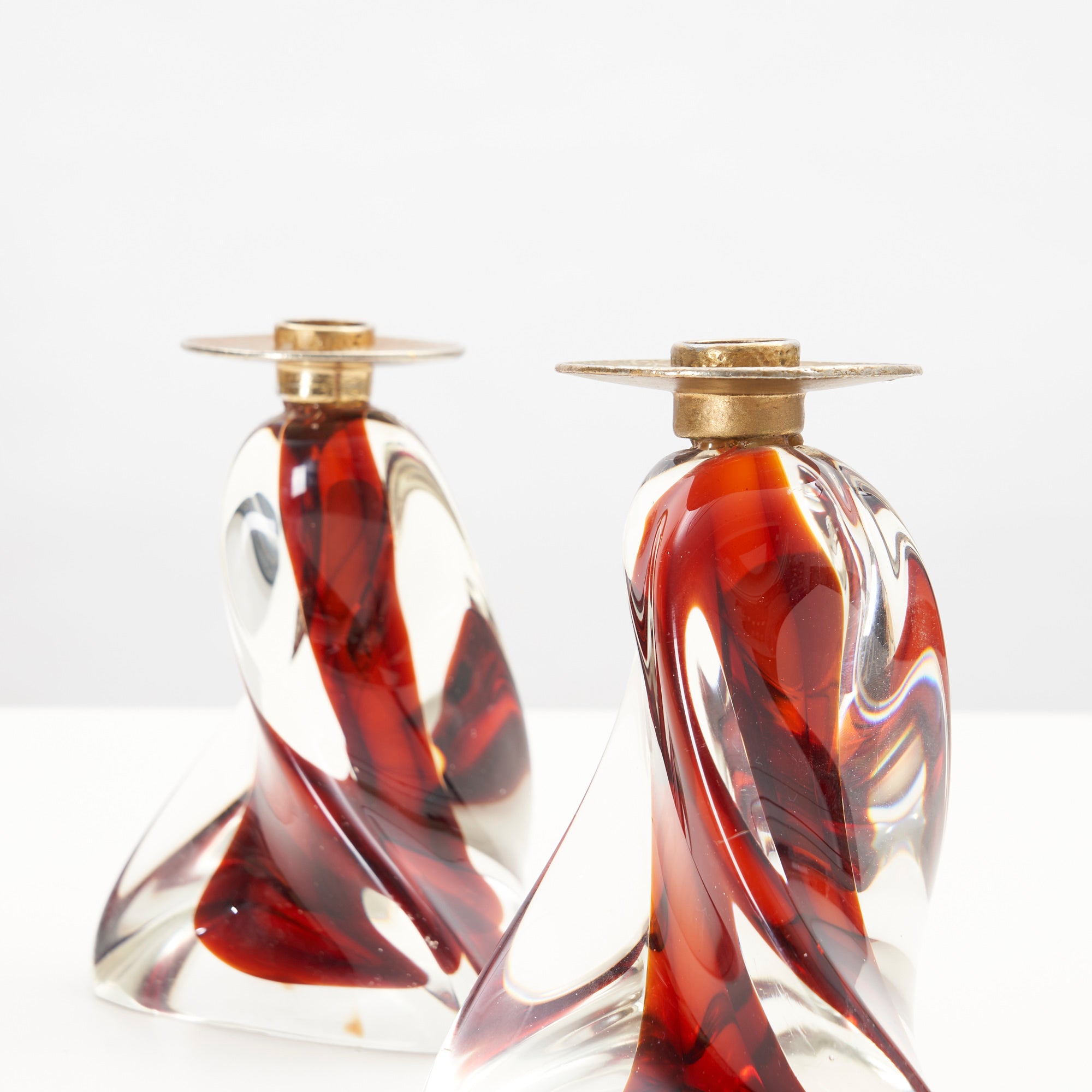 Pair of Art Glass Candle Holders