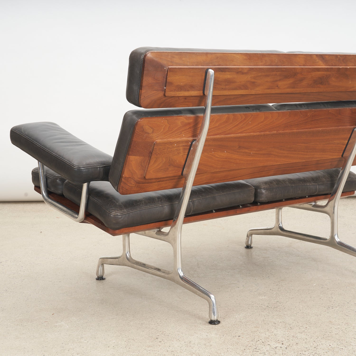 Eames Soft Pad Sofa in Leather & Walnut for Herman Miller
