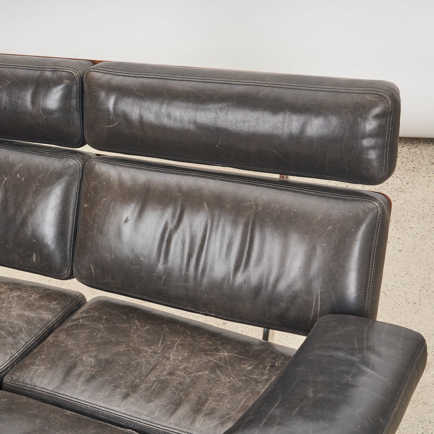Eames Soft Pad Sofa in Leather & Walnut for Herman Miller
