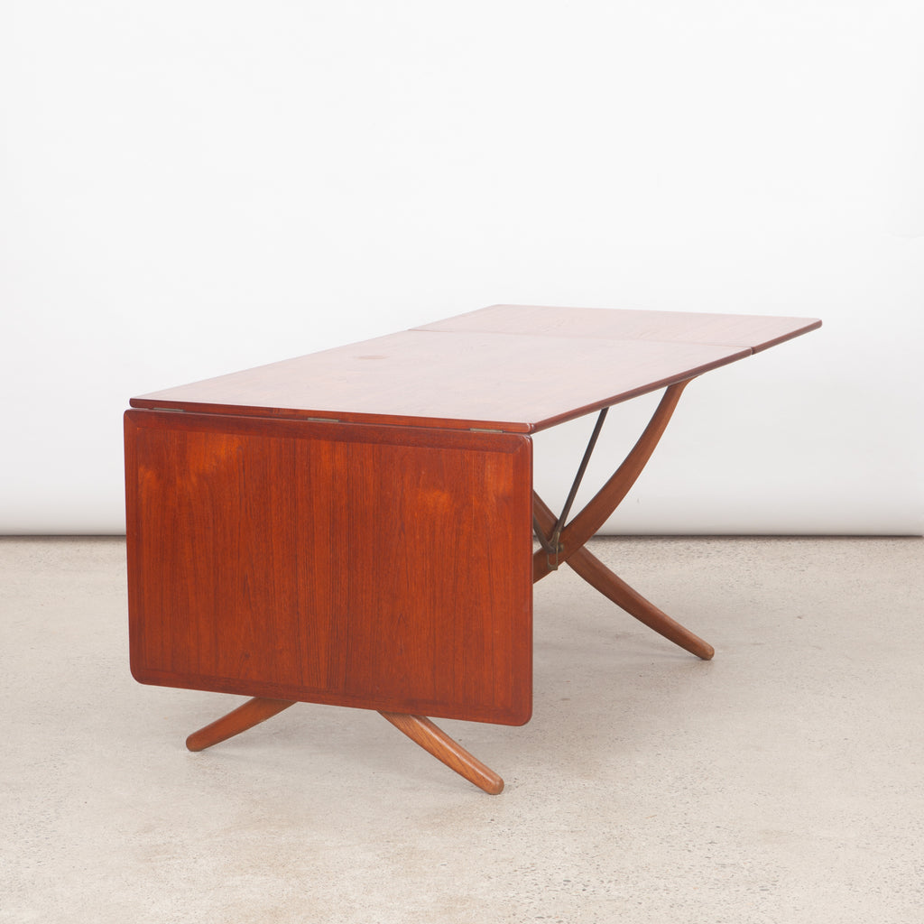 'Model AT304' Teak & Oak Drop-Leaf Dining Table by Hans Wegner for Andreas Tuck Vintage Furniture Danish Design Scandinavian Modern Mid-century Modern