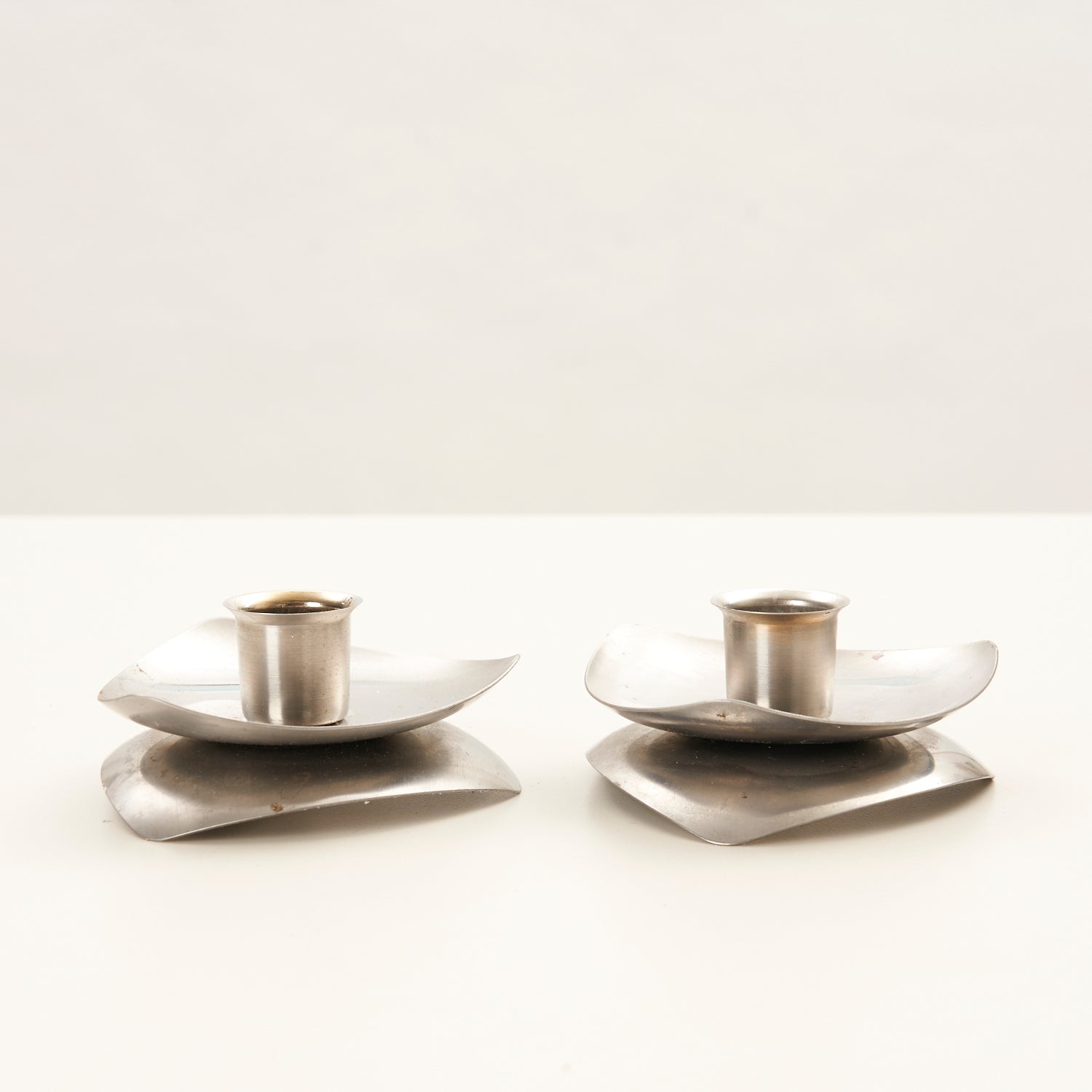 Set of 4 Stainless Steel Candle Stands
