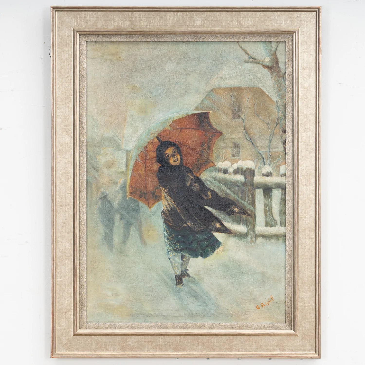Girl with Umbrella Painting