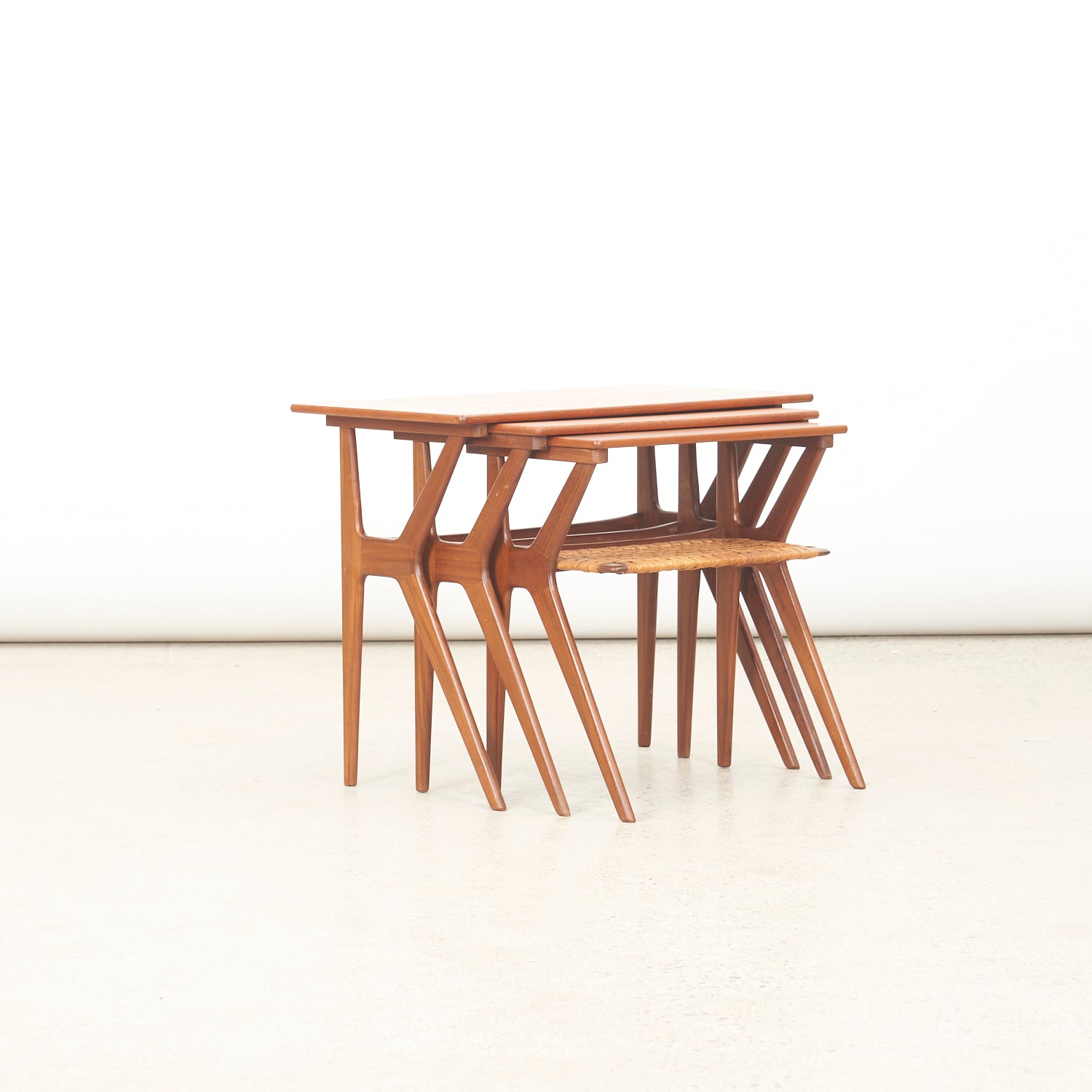 Set of 3 Teak Nesting Tables by Johannes Andersen for CFC Silkeborg, Denmark. Vintage furniture. Danish design. Mid-century modern. Scandinavian modern. 