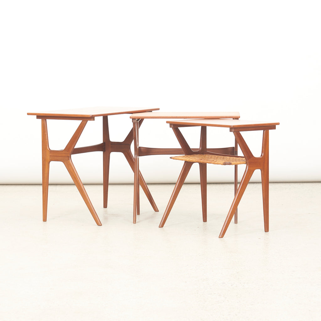 Set of 3 Teak Nesting Tables by Johannes Andersen for CFC Silkeborg, Denmark. Vintage furniture. Danish design. Mid-century modern. Scandinavian modern. 